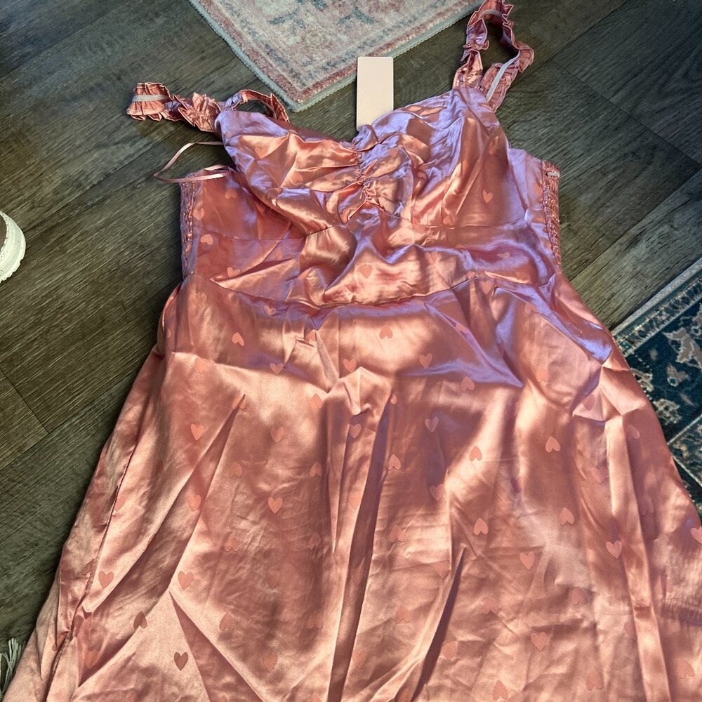 NWT Woven Pink large pink heart dress